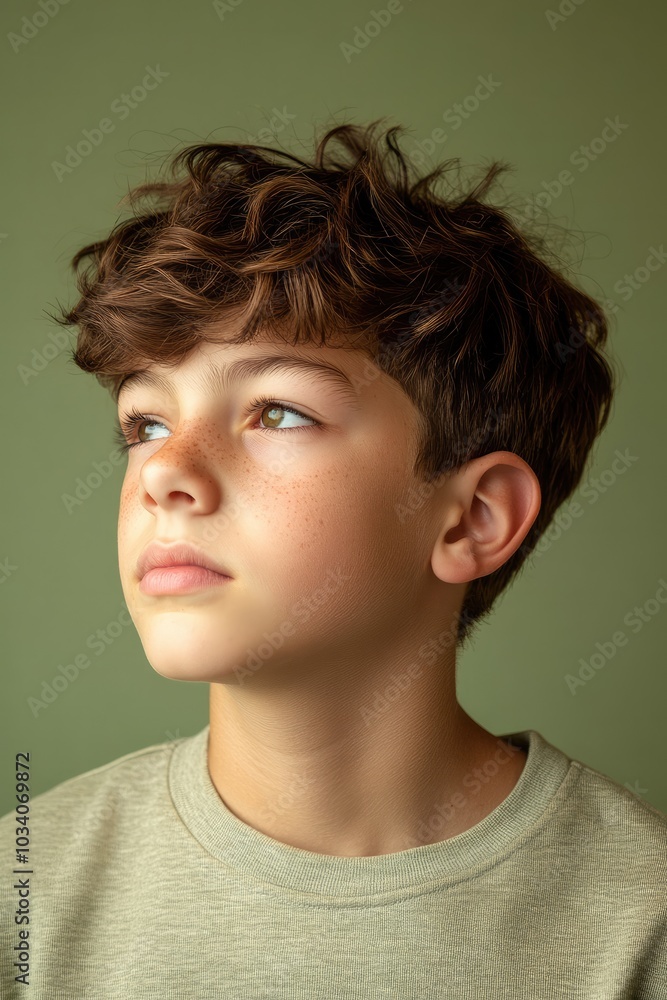 Thoughtful 12-Year-Old Student on Clear Background Thoughtful 12-Year-Old Student on Clear Background