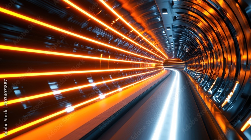 Futuristic Sci-Fi Tunnel with Light Trails Futuristic Sci-Fi Tunnel with Light Trails