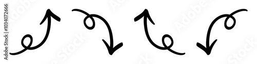 シンプルなペンの手書きくるくる矢印セット ベクター 
