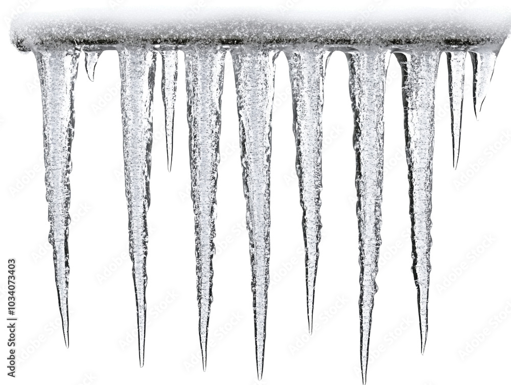 Ice icicles isolated on white background Ice icicles isolated on white background