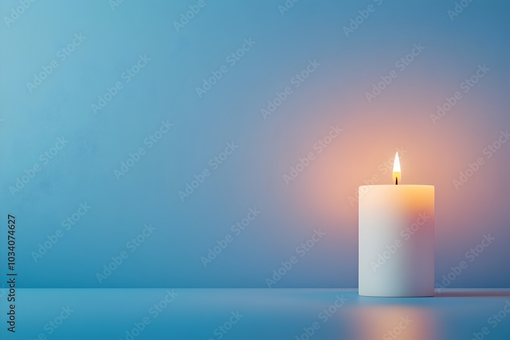 Glowing Candle in Minimalist Banner for Holiday Glowing Candle in Minimalist Banner for Holiday