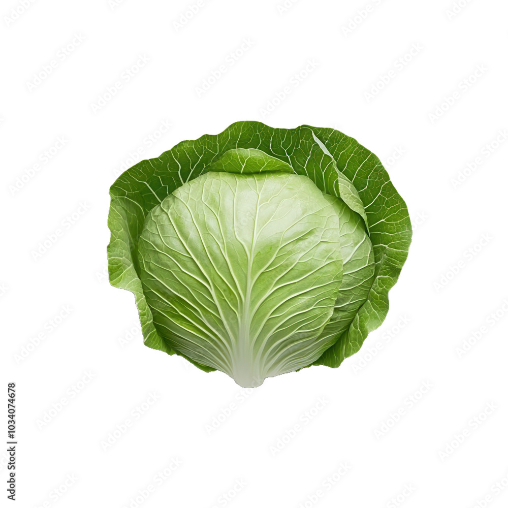 Fototapeta premium Cabbage leaf on transparent background, single object, ,