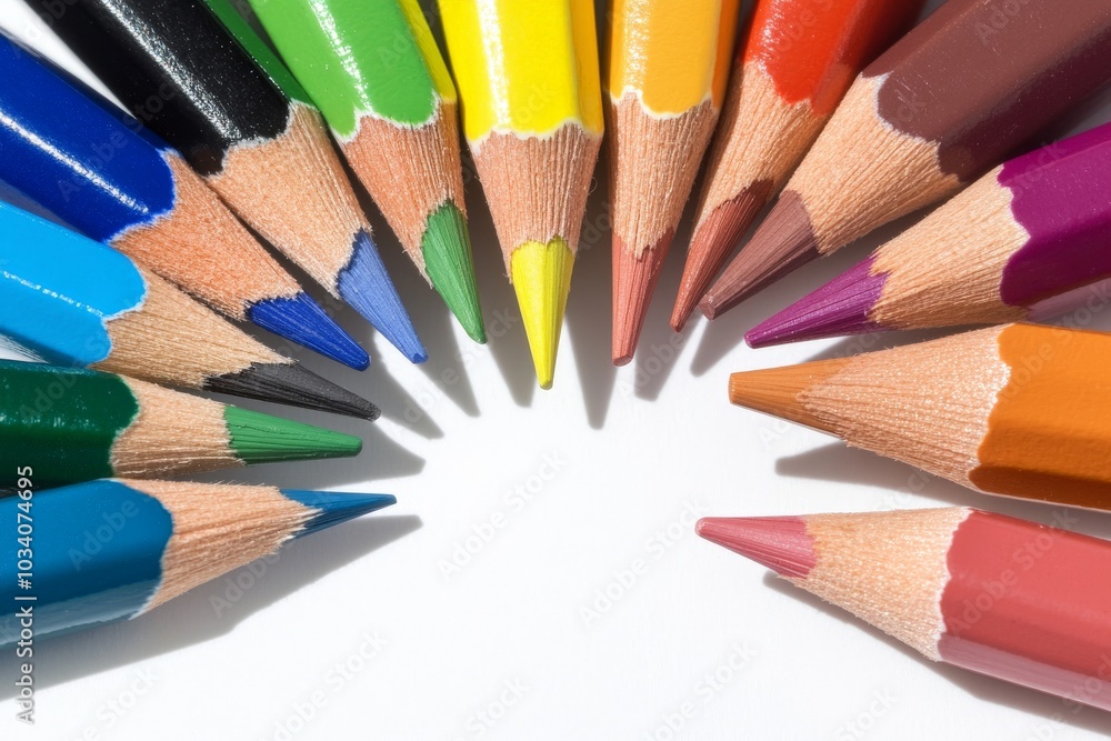 flat lay of colorful pencils flat lay of colorful pencils