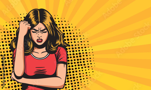 upset beautiful girl. illustration in comic pop art style