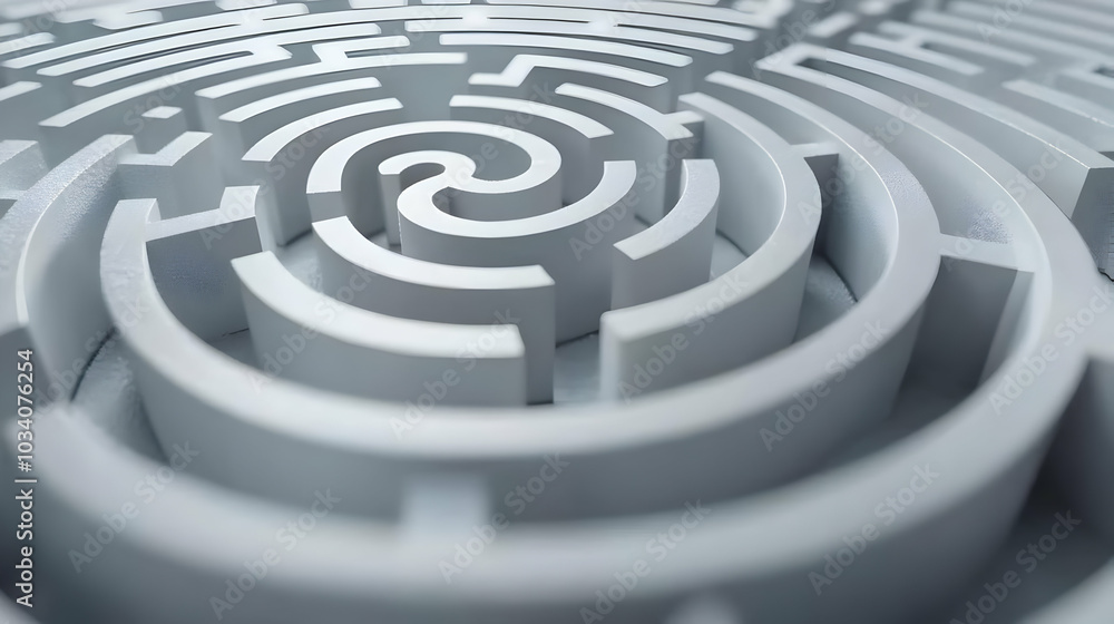 3D Floating White Labyrinth: Symbolizing Self-Discovery Journey in Space | Medium Shot Icon on Isolated White Background 3D Floating White Labyrinth: Symbolizing Self-Discovery Journey in Space | Medium Shot Icon on Isolated White Background