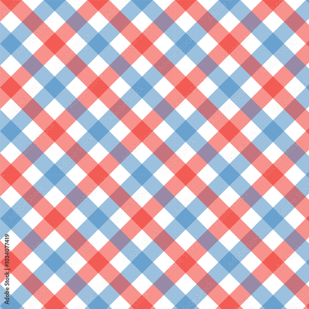 Gingham seamless pattern.Checkered tartan plaid repeat pattern in blue red white.Geometric vector illustration background wallpaper. Gingham seamless pattern.Checkered tartan plaid repeat pattern in blue red white.Geometric vector illustration background wallpaper.