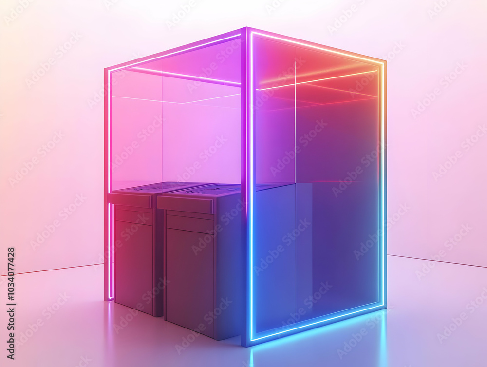 Flat Integrity Sealed Holographic Voting Booth: Close-Up of Encased Glowing Integrity Seal - Multiple Booths Zoom Out, Isolated on White for Voter Confidence Messaging - Simple Flat Vector Illustratio Flat Integrity Sealed Holographic Voting Booth: Close-Up of Encased Glowing Integrity Seal - Multiple Booths Zoom Out, Isolated on White for Voter Confidence Messaging - Simple Flat Vector Illustratio