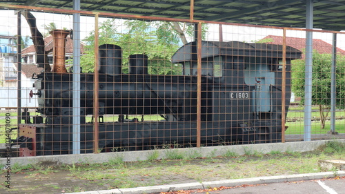 Semarang, 8 Okt 2022 - Locomotive at the Ambarawa Railway Museum. The historical train from the Dutch colonial era in Indonesia. photo