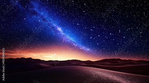 Starry Night Sky Over Desert Landscape