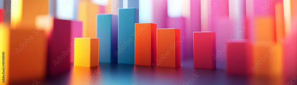 Tracking Shot Through Plain Geometric Shapes Highlighting a Glowing Bar Graph for Revenue Growth Concept in Photo Stock Tracking Shot Through Plain Geometric Shapes Highlighting a Glowing Bar Graph for Revenue Growth Concept in Photo Stock