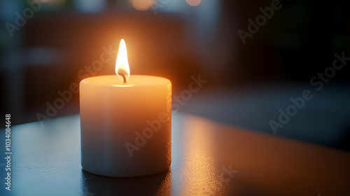 3D Blurred White Candle Flame - Medium Shot of Softly Blurred Edges, Camera Zooming In, Symbolizing Hope and Clarity for Janeiro Branco - Isolated Icon on White Background