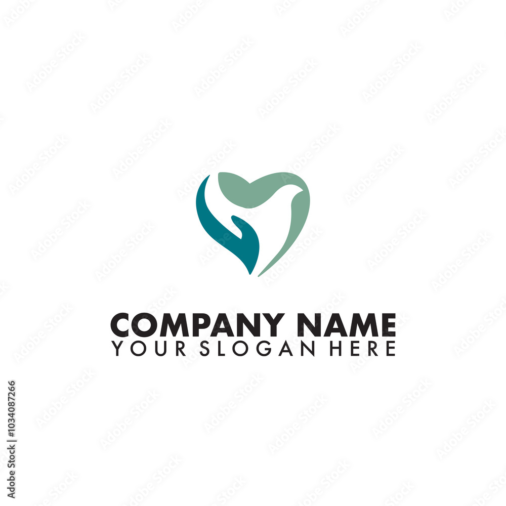 Hand, bird in love shape logo Hand, bird in love shape logo