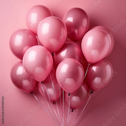 pink balloons on a pink background with copyspace detailed high resolution image photo