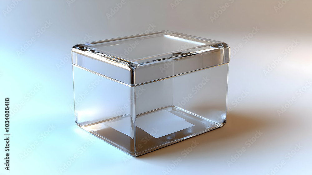 3D Glossy Ballot Box with Policy Papers: Medium Shot, Transparent Design for Voter Education, Isolated on White Background, Perfect for Campaigns and Civic Engagement 3D Glossy Ballot Box with Policy Papers: Medium Shot, Transparent Design for Voter Education, Isolated on White Background, Perfect for Campaigns and Civic Engagement