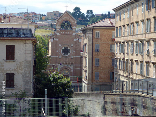 View of the Italian city of Ancona on the Adriatic Sea. Old town.