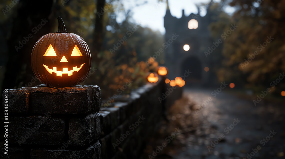 Obraz premium Halloween pumpkin with spooky atmosphere