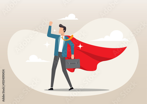 Superhero businessman with superpower to win business success