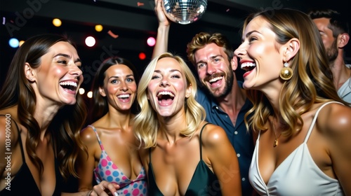 A group of friends are laughing and having fun at a party