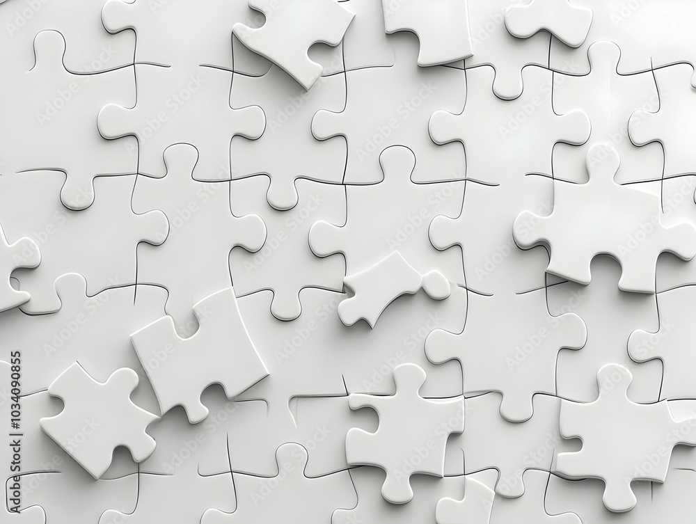 Seamless Pattern of White Puzzle Pieces Connecting - Flat White Puzzle Tile Concept Symbolizing Unity and Mental Health Awareness for Janeiro Branco in a Simple Vector Illustration Seamless Pattern of White Puzzle Pieces Connecting - Flat White Puzzle Tile Concept Symbolizing Unity and Mental Health Awareness for Janeiro Branco in a Simple Vector Illustration