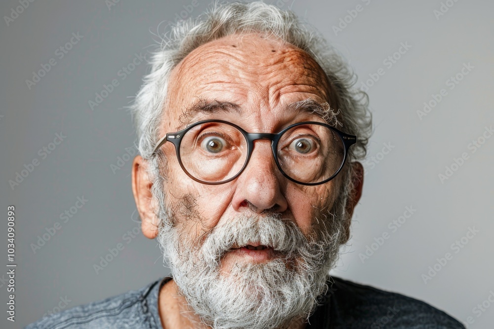 An Unexpected Expression: The Surprised Look of an Elderly Man Caught in Momentary Awe and Wonder An Unexpected Expression: The Surprised Look of an Elderly Man Caught in Momentary Awe and Wonder
