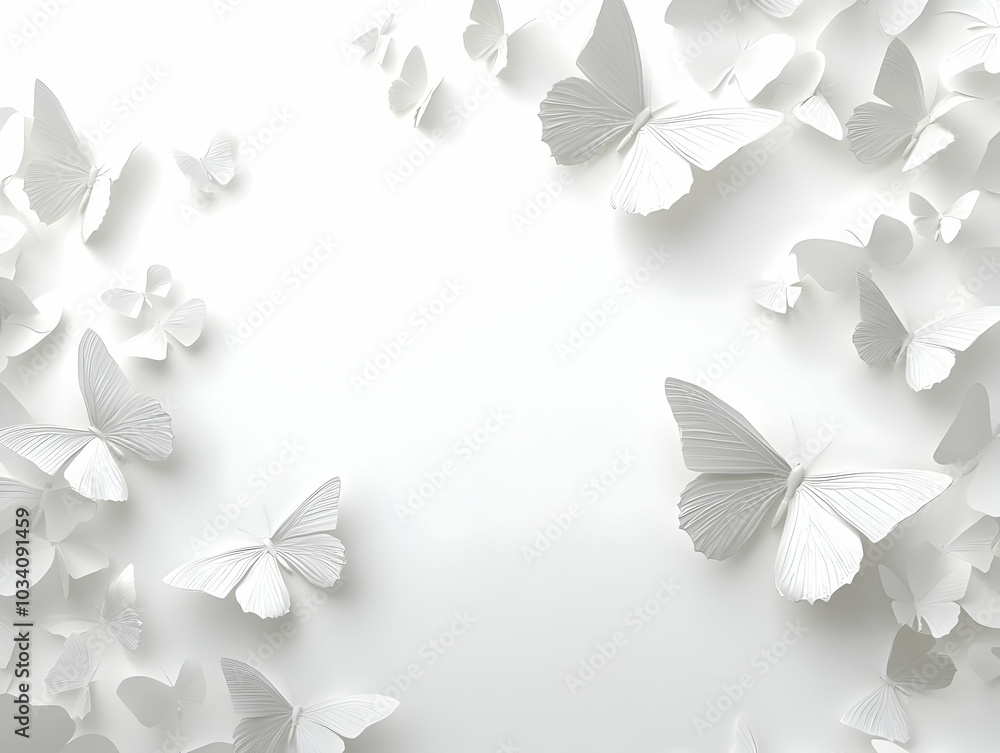 Flat White Butterfly Outline Frame Concept � Medium Shot of Simple White Butterfly Outlines Symbolizing Transformation and Hope for Janeiro Branco. Isolated on White Background for Positive Change Mes Flat White Butterfly Outline Frame Concept � Medium Shot of Simple White Butterfly Outlines Symbolizing Transformation and Hope for Janeiro Branco. Isolated on White Background for Positive Change Mes