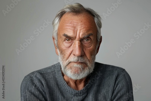 A Thoughtful Elderly Man Gazes with Wisdom and Experience, Capturing Life's Many Challenges