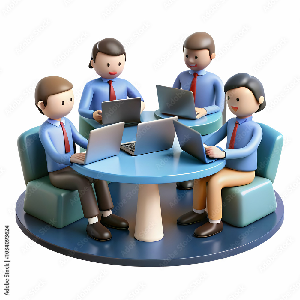 A Team of Professionals Collaborating with Laptops in a Meeting on a Plain Light Background - Digital Teamwork Concept with Copy Space for Text A Team of Professionals Collaborating with Laptops in a Meeting on a Plain Light Background - Digital Teamwork Concept with Copy Space for Text