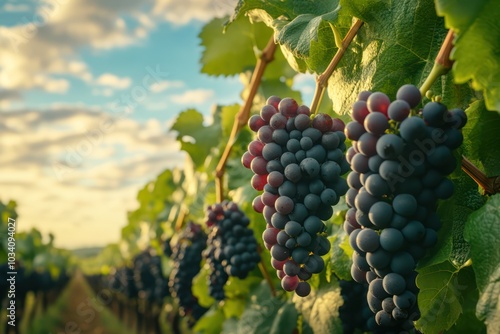 Wallpaper Mural Lush Vineyard with Ripe Grapes Under a Golden Sky Torontodigital.ca