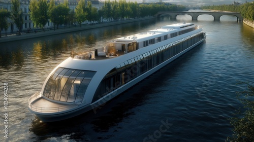 Wallpaper Mural Luxurious modern river cruise ship sailing through serene landscapes, relaxation and elegance Torontodigital.ca