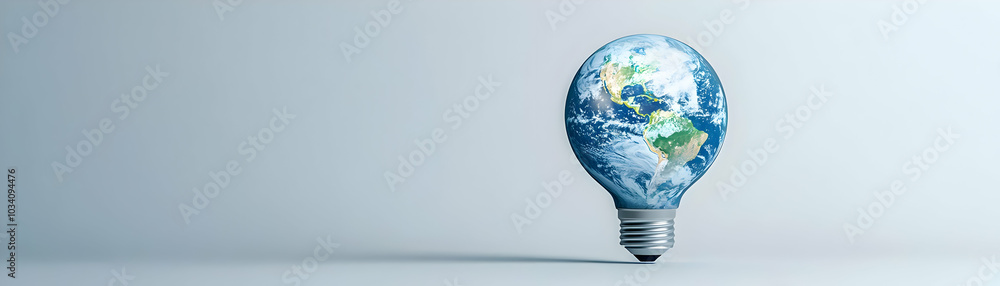Floating Light Bulb Emphasizing Earth Concept: A Symbol of Innovation and Sustainability in ESG Business Against a White Background Floating Light Bulb Emphasizing Earth Concept: A Symbol of Innovation and Sustainability in ESG Business Against a White Background