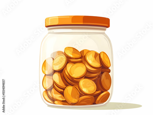 Flat Glossy Donation Jar Macro with Labeled Policy Seeds - Captivating Vector for Campaign Growth Messaging photo