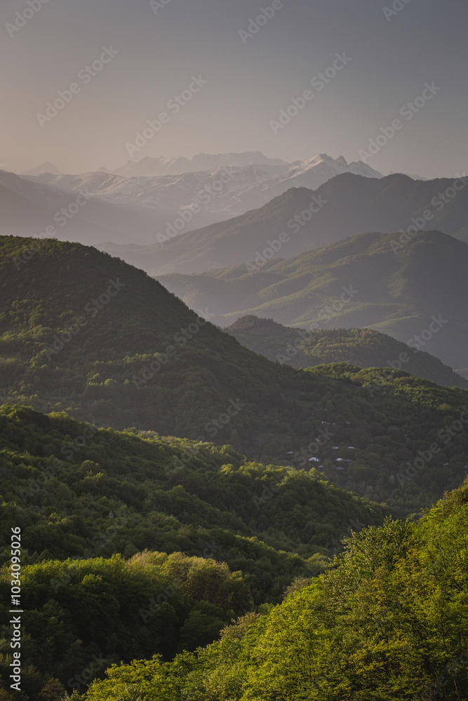 mountain ranges at sunset in the haze mountain ranges at sunset in the haze