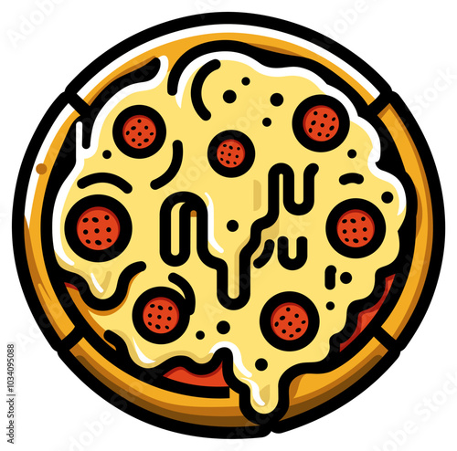 food-05 circle  pizza vector icon logo sticker style