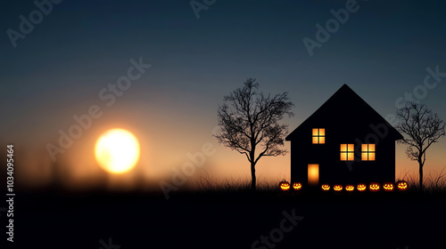 Silhouette of house against twilight sky