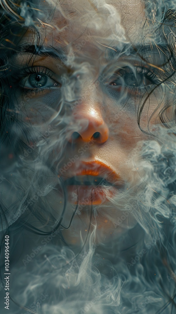 Enigmatic Portrait of a Woman in Smoke Enigmatic Portrait of a Woman in Smoke