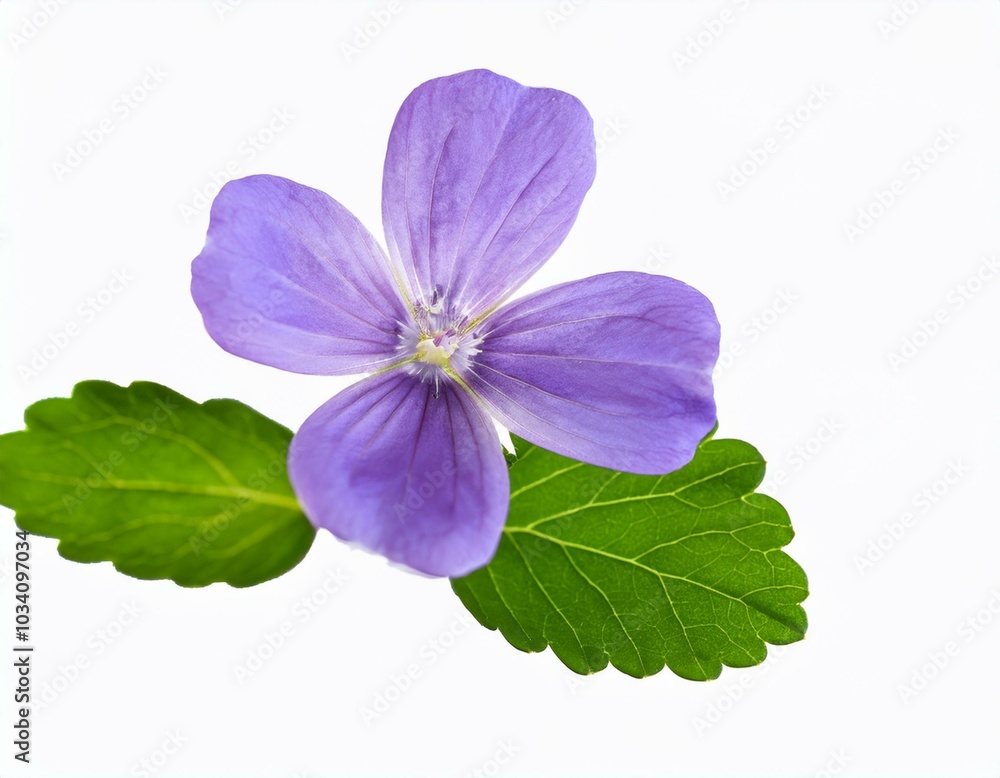 Purple flower with green leaves Purple flower with green leaves