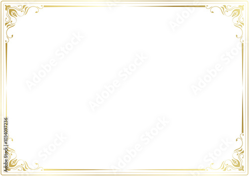 Vintage gold border, A4 size, for decorating paper edges.