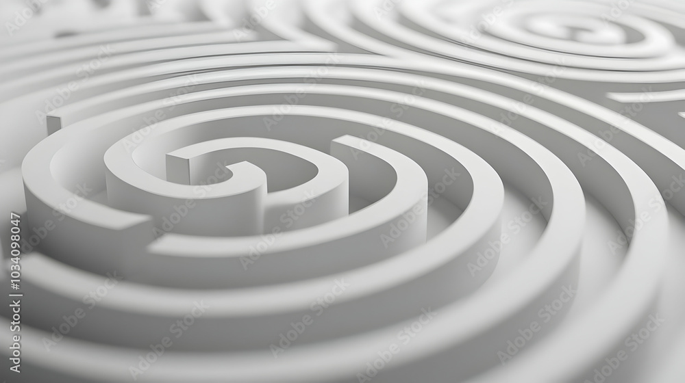 3D White Labyrinth Outline Frame Concept - Journey to Mental Wellness for Janeiro Branco, Isolated on White Background 3D White Labyrinth Outline Frame Concept - Journey to Mental Wellness for Janeiro Branco, Isolated on White Background