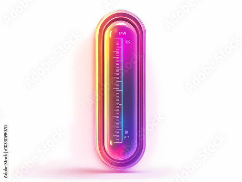 Flat Holographic Fundraising Thermometer Concept - Medium Shot of Giant Holographic Thermometer Displaying Campaign Progress - Camera Tracking Upward as Mercury Rises - White Background with Copy Spac