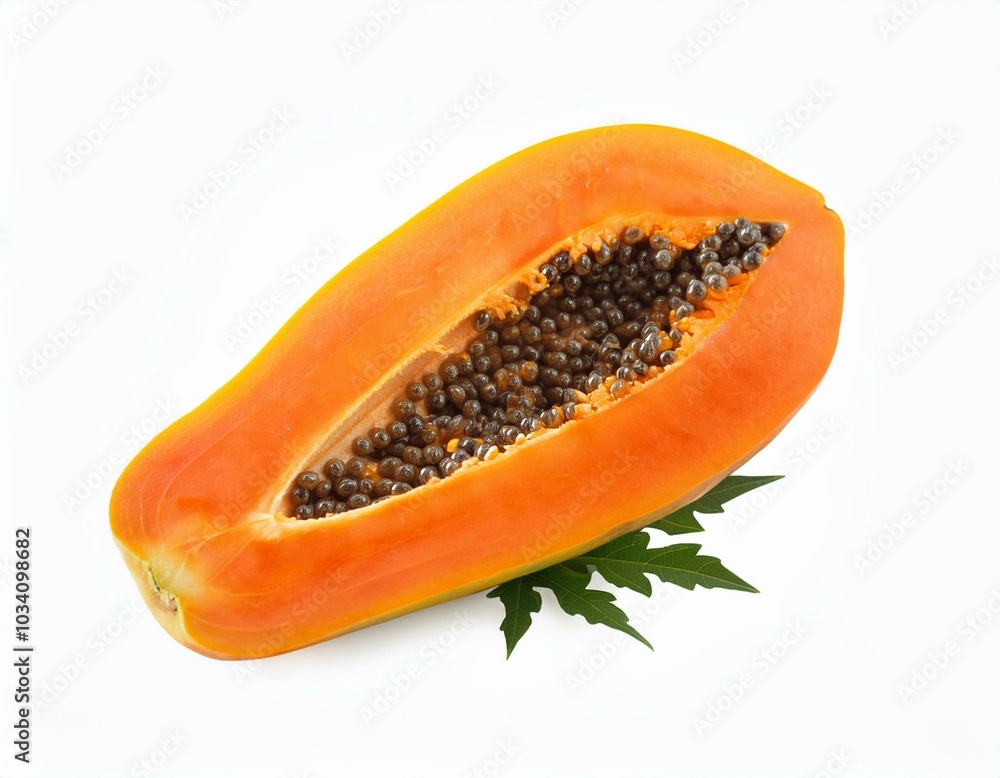Half a papaya with seeds Half a papaya with seeds