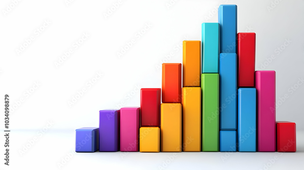 3D Icon of Poll Graph with Building Blocks: Minimalist Design Illustrating Rising and Falling Poll Results on Isolated White Background for Trend Analysis and Visualization 3D Icon of Poll Graph with Building Blocks: Minimalist Design Illustrating Rising and Falling Poll Results on Isolated White Background for Trend Analysis and Visualization