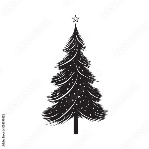 vector of black silhouette of Tinsel Tree