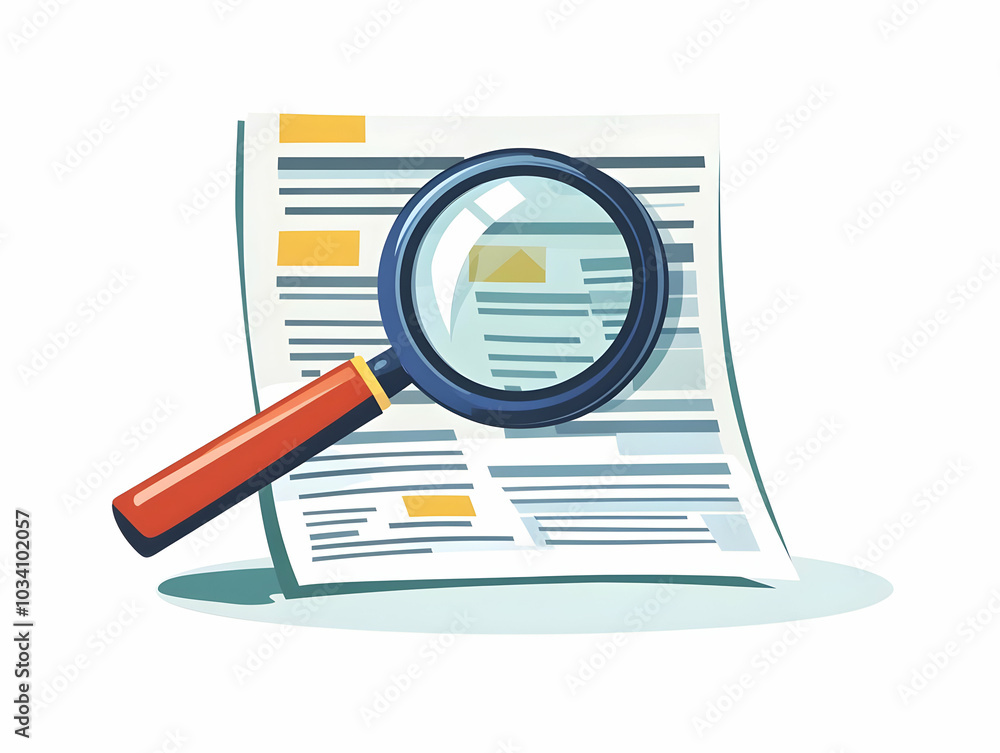 Flat Magnifying Glass Over Detailed Ballot: Vector Illustration Emphasizing the Importance of Scrutiny in Informed Voting - Isolated on White Background for Easy Integration Flat Magnifying Glass Over Detailed Ballot: Vector Illustration Emphasizing the Importance of Scrutiny in Informed Voting - Isolated on White Background for Easy Integration