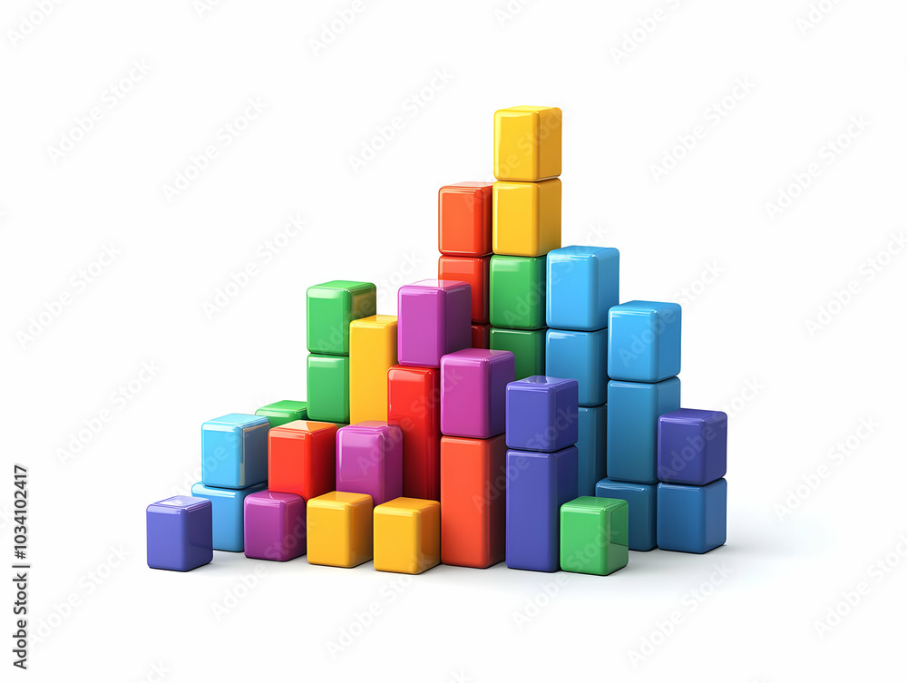 Flat Poll Graph Building Block Podium: A Wide Shot of Assembling Blocks Forming a Rising Poll Graph for Business Growth Insights - Simple Flat Vector Illustration on Isolated White Background with Spa Flat Poll Graph Building Block Podium: A Wide Shot of Assembling Blocks Forming a Rising Poll Graph for Business Growth Insights - Simple Flat Vector Illustration on Isolated White Background with Spa