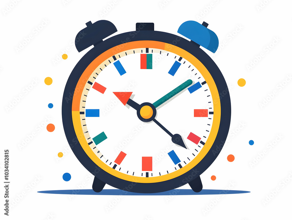 Flat clock face illustration symbolizing election deadline, with hands nearing midnight and voting icons replacing numbers, isolated on white background, space for date text. Flat clock face illustration symbolizing election deadline, with hands nearing midnight and voting icons replacing numbers, isolated on white background, space for date text.