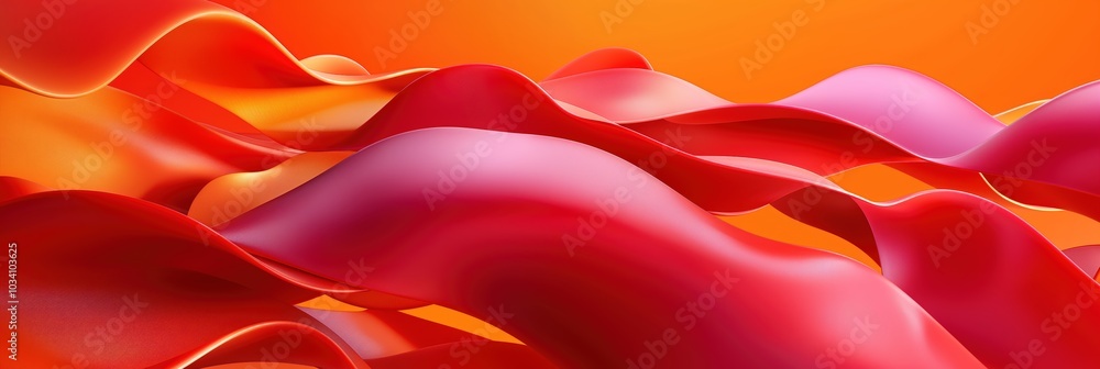 Obraz premium Vibrant abstract waves in red and orange with smooth flowing curves