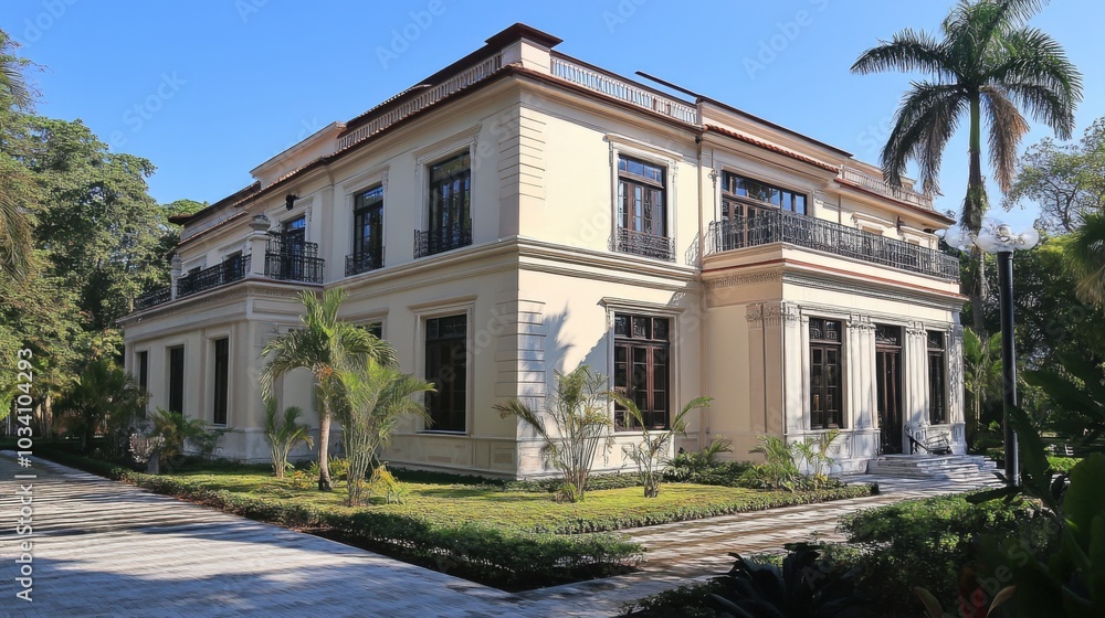 The symmetrical design of the building was both functional and beautiful. The symmetrical design of the building was both functional and beautiful.