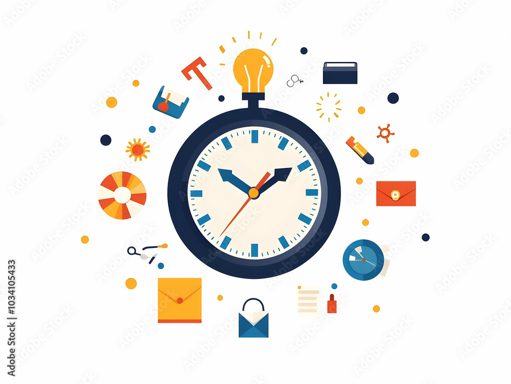 Election Countdown Clock: Flat Vector Illustration of a Gravity-Defying Clock Face with Election Icons for Urgent Voter Engagement, Rotating Against White Background Election Countdown Clock: Flat Vector Illustration of a Gravity-Defying Clock Face with Election Icons for Urgent Voter Engagement, Rotating Against White Background