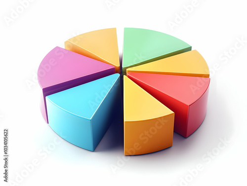 Flat 3D Pie Chart Illustration for Campaign Budget Allocation - Smart Business Concept with Detailed Spending Categories in a Minimalist Style