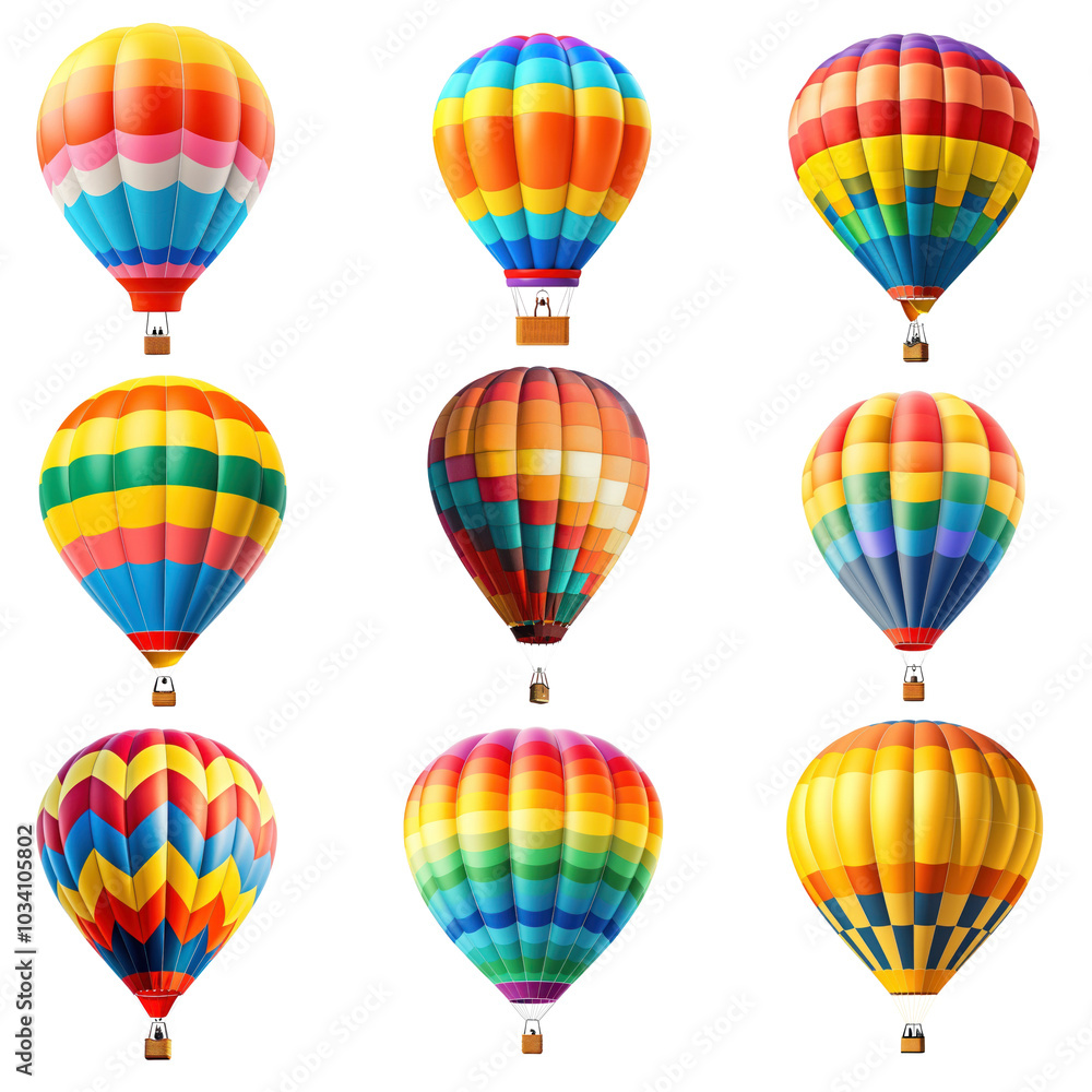 Obraz premium PNG colorful hot air balloon, transparent background